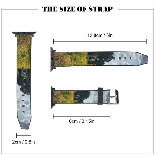 yanfind Watch Strap for Apple Watch Rural Countryside Abies Plant Pasture Farm Pictures Grassland Outdoors Tree Ranch Compatible with iWatch Series 5 4 3 2 1