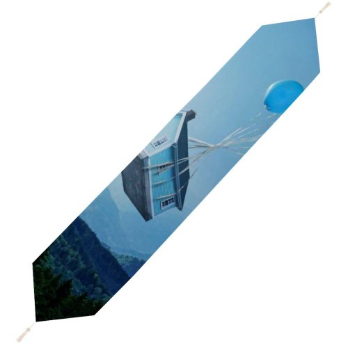 Yanfind Table Runner Comfreak Fantasy Landscape Balloons Sky Trees Mystic Sun Light Everyday Dining Wedding Party Holiday Home Decor