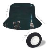 yanfind Adult Fisherman's Hat Sanaan Mazhar York City Cityscape Night City Lights Half Moon Starry Sky Fishing Fisherman Cap Travel Beach Sun protection