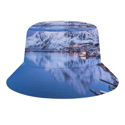yanfind Adult Fisherman's Hat Glen Sinclair Reine Lofoten Islands Snow Mountains Glacier Reflection Village Norway Fishing Fisherman Cap Travel Beach Sun protection
