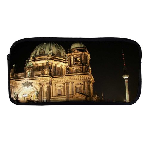 yanfind Pencil Case YHO Building Building Classicism Dangerous Place Minster Church Structure City Night Sky Construction Zipper Pens Pouch Bag for Student Office School