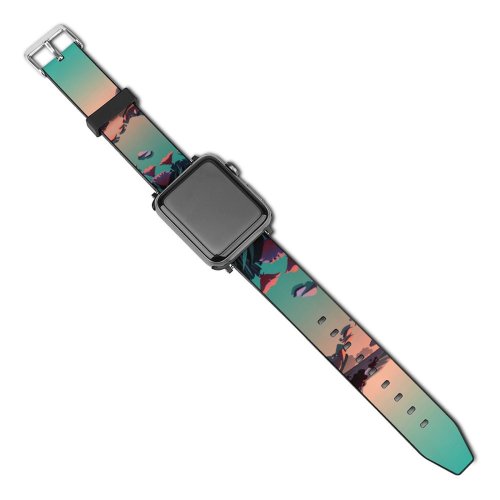 yanfind Watch Strap for Apple Watch Lake Mountains Rocks Sunrise Daylight Scenery MacOS Big Sur IOS Compatible with iWatch Series 5 4 3 2 1