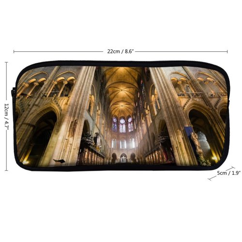 yanfind Pencil Case YHO Images Wide Francia Building  Aisle Dame De Architecture Corridor Church Altar Zipper Pens Pouch Bag for Student Office School