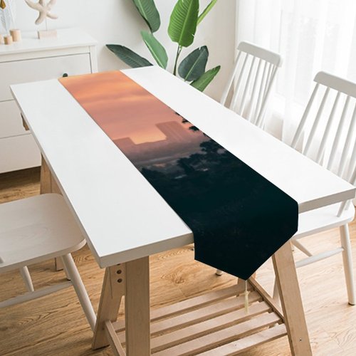 Yanfind Table Runner Backlit Los Coast City La Hollywood Skies Palm Cityscape Sunset Century Travel Everyday Dining Wedding Party Holiday Home Decor