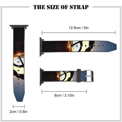yanfind Watch Strap for Apple Watch Love Couple Sunset Romantic Kiss Bicycle Silhouette Dusk Evening Compatible with iWatch Series 5 4 3 2 1