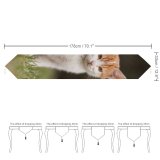 Yanfind Table Runner Young Kitty Grass Pet Funny Outdoors Resting Kitten Portrait Tabby Whiskers Curiosity Everyday Dining Wedding Party Holiday Home Decor
