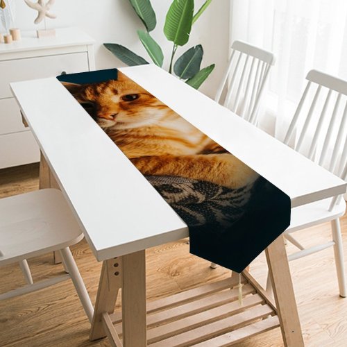 Yanfind Table Runner Funny Curiosity Little Young Eye Portrait Kitten Pet Whisker Fur Wildlife Everyday Dining Wedding Party Holiday Home Decor
