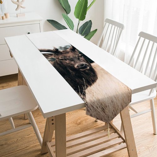 Yanfind Table Runner Reindeer Deer Antlers London Grass Wildlife Everyday Dining Wedding Party Holiday Home Decor