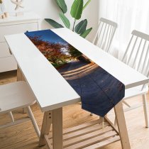 Yanfind Table Runner Path Sky Contrast Natural Sun Autumn Leaves Branch Landscape Sky Fence High Everyday Dining Wedding Party Holiday Home Decor