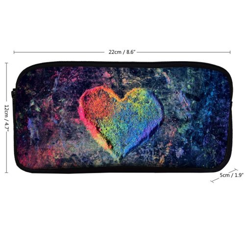 yanfind Pencil Case YHO Sharon McCutcheon Love Heart Rainbow Colorful Chalk Zipper Pens Pouch Bag for Student Office School