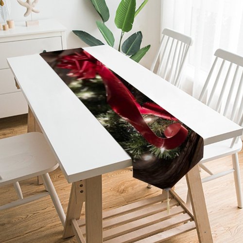 Yanfind Table Runner Blur Focus Christmas Field Hanging Decor Decoration Xmas Lights Season Wreath Depth Everyday Dining Wedding Party Holiday Home Decor