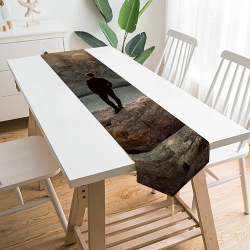 Yanfind Table Runner Backlit Rocky Bokek Scenery Sunset Adventure Landscape Travel Waterfall Beach Sun River Everyday Dining Wedding Party Holiday Home Decor