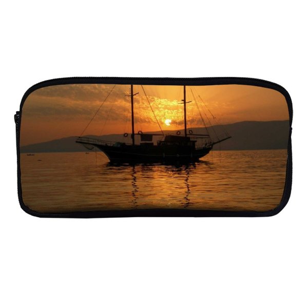 yanfind Pencil Case YHO Love Vehicle Calm Hot  Miyologi Sunset Sea Sky Ship City Afterglow Zipper Pens Pouch Bag for Student Office School