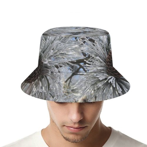 yanfind Adult Fisherman's Hat Winter Frost Freeze Sky Winter Branches Plant Cone Branch Needles Wood Flower Fishing Fisherman Cap Travel Beach Sun protection