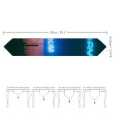 Yanfind Table Runner Blur Fog Street Dark Illuminated Lights Hazy Lamps Evening Neon Foggy Outdoors Everyday Dining Wedding Party Holiday Home Decor