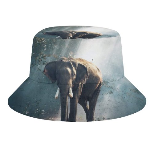 yanfind Adult Fisherman's Hat Sasin Tipchai Elephant Forest Daylight Woods Fishing Fisherman Cap Travel Beach Sun protection