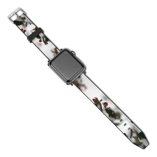 yanfind Watch Strap for Apple Watch Winter Christmas Winter Berry Festive VerticillataAmerican Plant Winterberry Branch Snow  Tree Compatible with iWatch Series 5 4 3 2 1