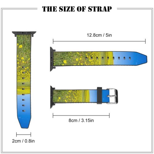 yanfind Watch Strap for Apple Watch Rural Countryside Domain Colour Farm Tuscany Pictures Grassland Cloud Outdoors Calm Compatible with iWatch Series 5 4 3 2 1
