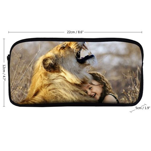 yanfind Pencil Case YHO SarahRichterArt Cute Lion Girl Child Laughing Roaring Wild Adorable Zipper Pens Pouch Bag for Student Office School