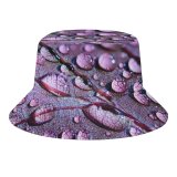 yanfind Adult Fisherman's Hat Purple Leaf Dew Drops Macro Droplets Fishing Fisherman Cap Travel Beach Sun protection
