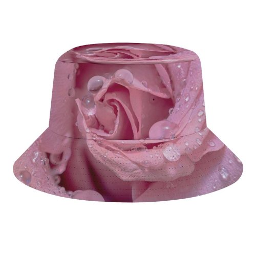 yanfind Adult Fisherman's Hat Flowers Rose Droplets Closeup Bloom Baby Blossom Fishing Fisherman Cap Travel Beach Sun protection