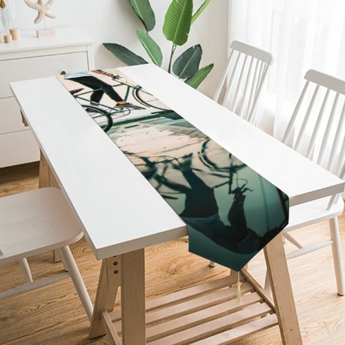 Yanfind Table Runner Bike Landscape Transportation Outdoors System Vans Bicycle Biker Wear Jumping Reflection Young Everyday Dining Wedding Party Holiday Home Decor