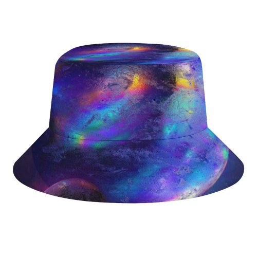 yanfind Adult Fisherman's Hat Stu Ballinger Space Spheres Cosmos Nebula Colorful Glowing Rainbow Fishing Fisherman Cap Travel Beach Sun protection