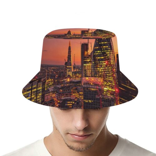 yanfind Adult Fisherman's Hat Erotikpanda Cityscape City Lights Sunset Dawn Skyscrapers London Fishing Fisherman Cap Travel Beach Sun protection