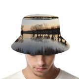 yanfind Adult Fisherman's Hat Waterway Lake Landscape Sunset Reflection Sky Tree Willow Tree Natural River Bank Fishing Fisherman Cap Travel Beach Sun protection