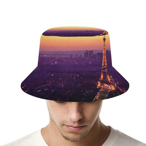 yanfind Adult Fisherman's Hat Emmanuel Iarussi Eiffel Tower Paris France Cityscape City Lights Sunset Sky Landmark Fishing Fisherman Cap Travel Beach Sun protection