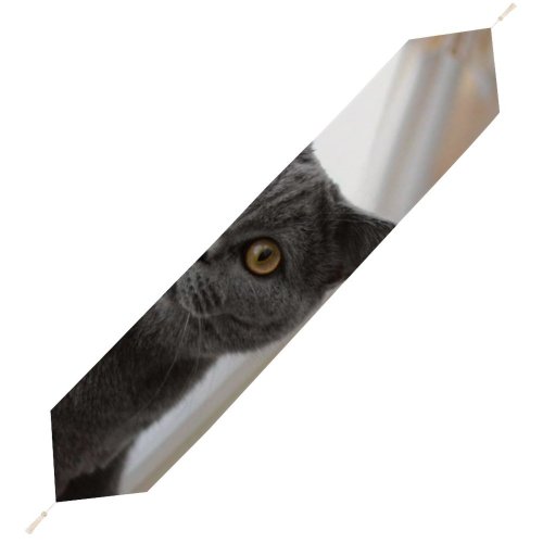 Yanfind Table Runner Funny Curiosity Sit Cute Window Eye Portrait Family Kitten Pet Whisker Fur Everyday Dining Wedding Party Holiday Home Decor