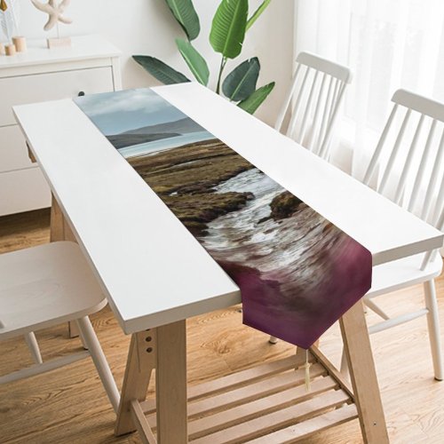 Yanfind Table Runner Scenery Tundra Loch Colour Hills Landscpae Violet Domain Plant Public River Everyday Dining Wedding Party Holiday Home Decor