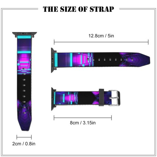 yanfind Watch Strap for Apple Watch Björn Crombach Abstract Shapes Purple Dark Vanishing Point Tunnel Pentagon Compatible with iWatch Series 5 4 3 2 1