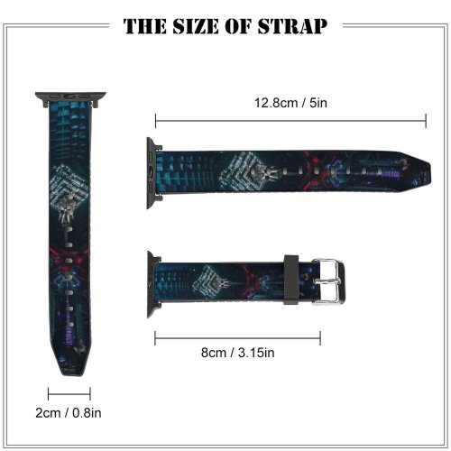 yanfind Watch Strap for Apple Watch Black Dark Skyscrapers Shanghai Cityscape Aerial Night City Lights Compatible with iWatch Series 5 4 3 2 1