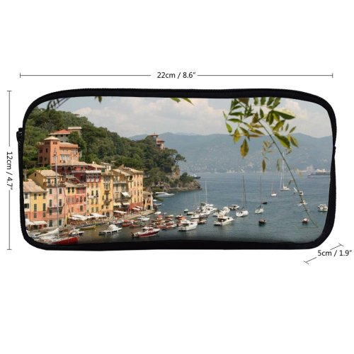 yanfind Pencil Case YHO Money Town Harbor Transportation Waterway Fashion Vips Coast Marina Tree Boat Sea Zipper Pens Pouch Bag for Student Office School