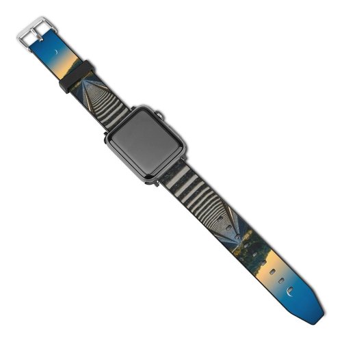 yanfind Watch Strap for Apple Watch Jordan Steranka Railroad Rail  River   Half  Landscape Sunset Compatible with iWatch Series 5 4 3 2 1