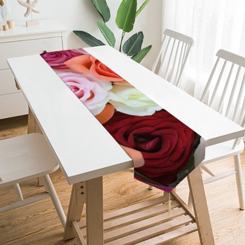 Yanfind Table Runner Dance Yokoo Flowers Rose Colorful Floral Blossom Beautiful Everyday Dining Wedding Party Holiday Home Decor