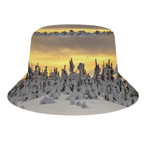 yanfind Adult Fisherman's Hat Snowy Trees Landscape Winter Sunset Snow Covered Sun Rays Cloudy Sky Fishing Fisherman Cap Travel Beach Sun protection