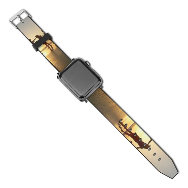 yanfind Watch Strap for Apple Watch Sunrise Friends Beach Sky Horizon Fun Sunset Happy Sea Friendship Compatible with iWatch Series 5 4 3 2 1
