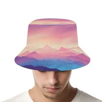 yanfind Adult Fisherman's Hat Coyle Valley Landscape Mountains Gradient Colorful Scenery Layers Panorama Fishing Fisherman Cap Travel Beach Sun protection