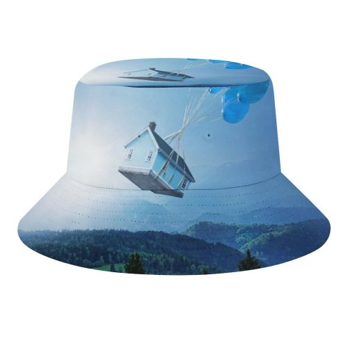 yanfind Adult Fisherman's Hat Comfreak Fantasy Landscape Balloons Sky Trees Mystic Sun Light Fishing Fisherman Cap Travel Beach Sun protection