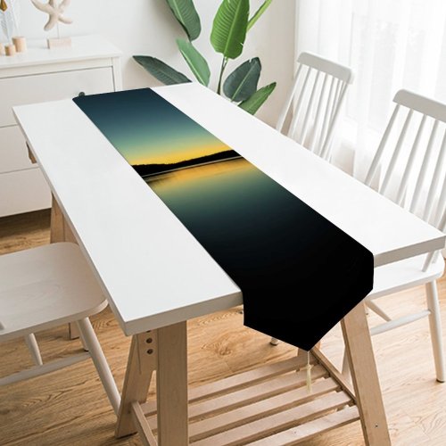 Yanfind Table Runner Jarred Decker Paulina Lake Oregon Sunrise Silhouette Reflection Landscape Scenic Dark Sky Everyday Dining Wedding Party Holiday Home Decor