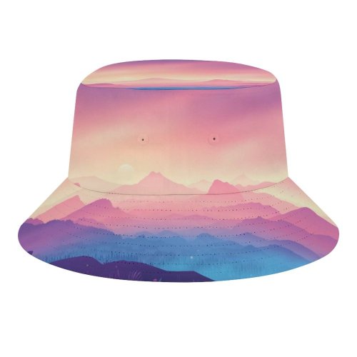 yanfind Adult Fisherman's Hat Coyle Valley Landscape Mountains Gradient Colorful Scenery Layers Panorama Fishing Fisherman Cap Travel Beach Sun protection