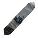 Yanfind Table Runner Boats Coast Docked Clouds Port Sunset Daylight Pier Marina Clock Watercrafts Old Everyday Dining Wedding Party Holiday Home Decor