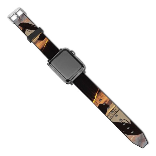 yanfind Watch Strap for Apple Watch Railway Station Excavator Working Sunlight Colour Sky Sunset  Evening Horizon Cloud Compatible with iWatch Series 5 4 3 2 1