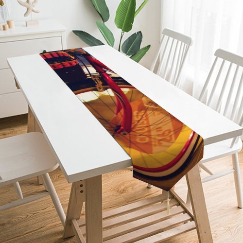 Yanfind Table Runner Bike Blur Focus City Design Lights Depth Field Wheel Transportation Bicycle Bokeh Everyday Dining Wedding Party Holiday Home Decor
