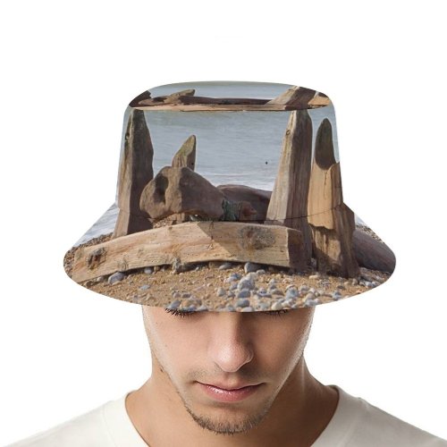 yanfind Adult Fisherman's Hat Winter Sky Wood Beach Coast Landscape Sea Wood Rock Coastal Sand Landforms Fishing Fisherman Cap Travel Beach Sun protection