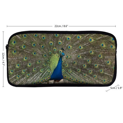 yanfind Pencil Case YHO Plumage Tail Bird Peafowl Bird Organism Feathers Tree Phasianidae Galliformes  Wildlife Zipper Pens Pouch Bag for Student Office School