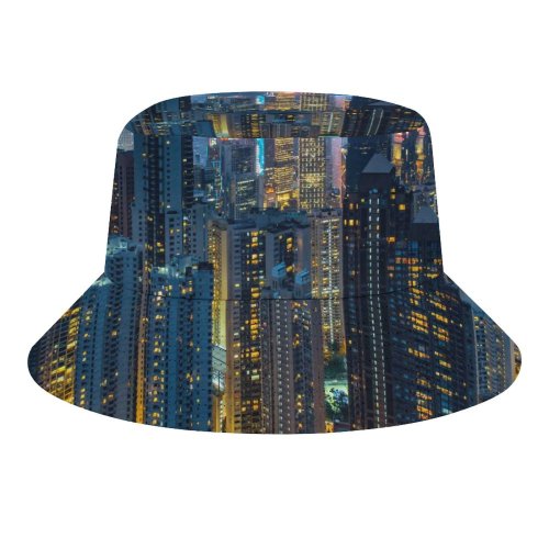 yanfind Adult Fisherman's Hat Ricardo Hong Kong City Cityscape City Lights Night Time Skyscrapers Aerial High Fishing Fisherman Cap Travel Beach Sun protection