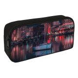 yanfind Pencil Case YHO Boat Citylights Evening Urban River City Watercraft Buildings Downtown Zipper Pens Pouch Bag for Student Office School